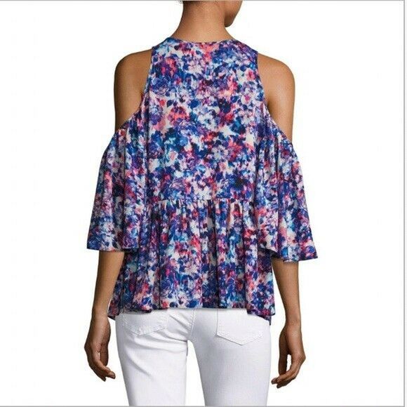 Rebecca Minkoff Gabby Cold Shoulder Top Blouse L - Picture 3 of 6